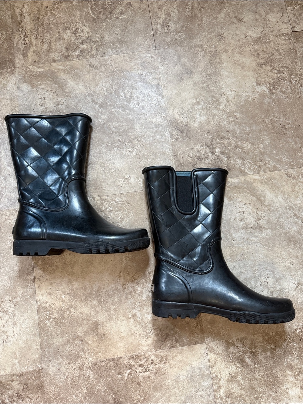 Sperry Black Quilted Mid-Calf Rain Boots